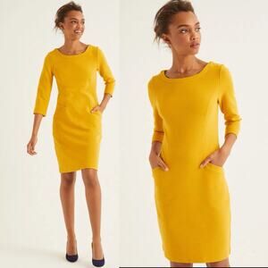 Boden Jasmine Ottoman Shift Dress Yellow Ribbed Size 4 Preppy Twee retro style